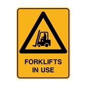 Warning Sign  Forklifts In Use Metal H600mm x W450mm