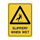 Warning Sign  Slippery When Wet Metal H600mm x W450mm
