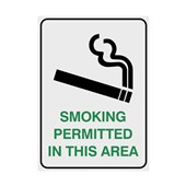 Smoking Area Sign  Smoking Permitted In This Area Metal H600mm x W450mm
