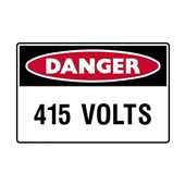 Danger 415 Volts Self Adhesive Vinyl H90mm x W125mm Pack of 5