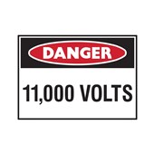 Danger 11000 Volts Self Adhesive Vinyl H90mm x W125mm