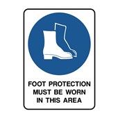 Foot Protection Must Be Worn In This Area Metal H900mm x W600mm