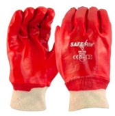 SafeRite Red PVC Glove Knitted Wrist Pack of 12