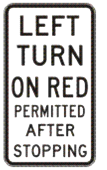 450X800 Left Turn On Red Permitted After Stopping NSW SPEC