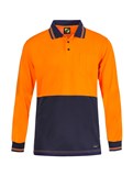 HI VIS LIGHTWEIGHT LONG SLEEVE MICROMESH POLO WITH POCKET
