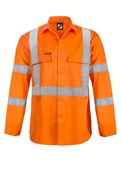 LIGHTWEIGHT HI VIS LONG SLEEVE VENTED COTTON DRILL SHIRT WITH X PATTERN CSR REFLECTIVE TAPE