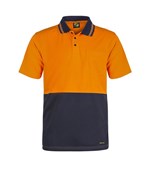 HI VIS TWO TONE SHORT SLEEVE COTTON BACK POLO WITH POCKET