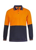 HI VIS TWO TONE LONG SLEEVE MICROMESH POLO WITH POCKET