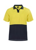 HI VIS TWO TONE FOOD INDUSTRY SHORT SLEEVE MICROMESH POLO WITH NO POCKET OR BUTTONS