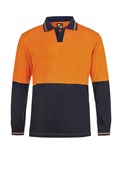 HI VIS TWO TONE FOOD INDUSTRY LONG SLEEVE MICROMESH POLO WITH NO POCKET OR BUTTONS