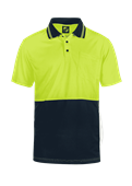 HI VIS TWO TONE SHORT SLEEVE MICROMESH POLO WITH POCKET