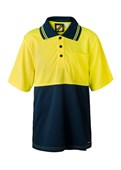 KIDS TWO TONE SHORT SLEEVE MICROMESH POLO WITH POCKET