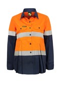MATERNITY LIGHTWEIGHT HI VIS TWO TONE LONG SLEEVE VENTED COTTON DRILL SHIRT WITH CSR REFLECTIVE TAPE