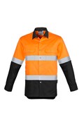 MENS HI VIS SPLICED INDUSTRIAL SHIRT  HOOP TAPED