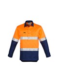 MENS HI VIS CLOSED FRONT LS SHIRT  HOOP TAPED