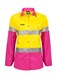 LADIES LIGHTWEIGHT HI VIS TWO TONE LONG SLEEVE VENTED COTTON DRILL SHIRT WITH CSR REFLECTIVE TAPE
