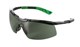 5X6 Safety Glasses GunmetalGreen Frame Smoke Lens 10 Pack